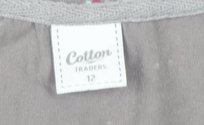 Cotton Traders Women's Grey V-Neck Short Sleeve Dress