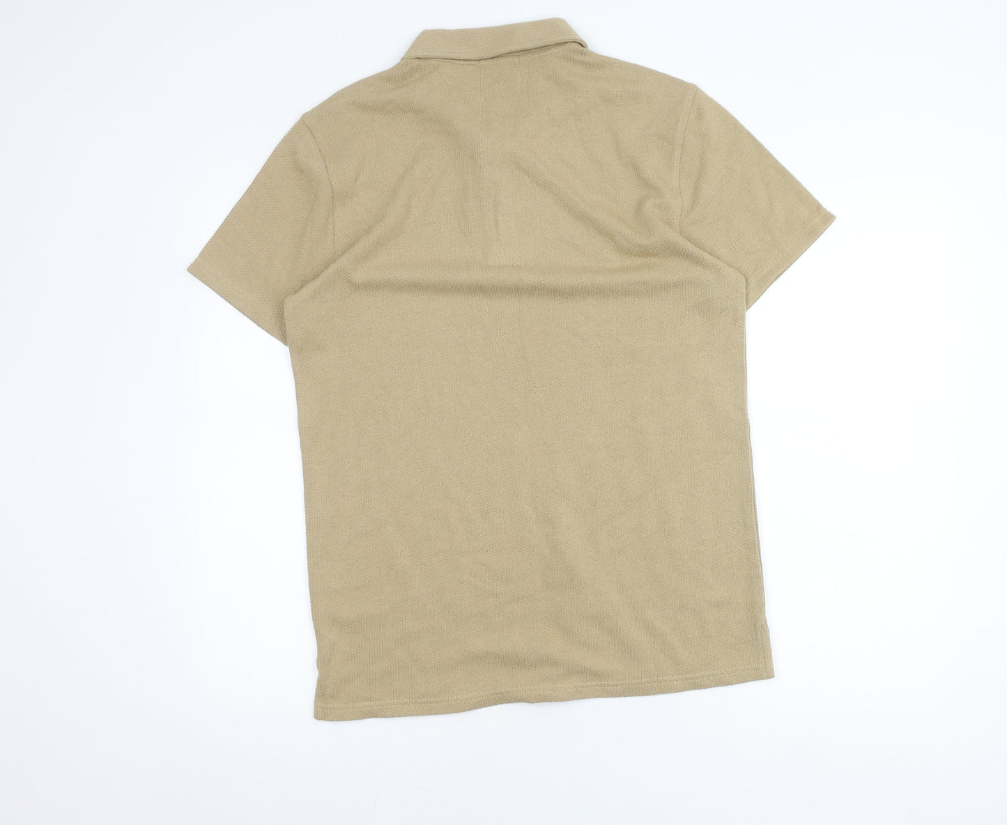 John Parca Men's Beige Polo, Medium, Regular Fit, 1/4 Zip