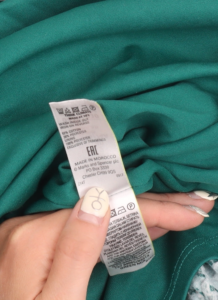 Marks and Spencer Women's Green Floral Midi Skirt Size 12