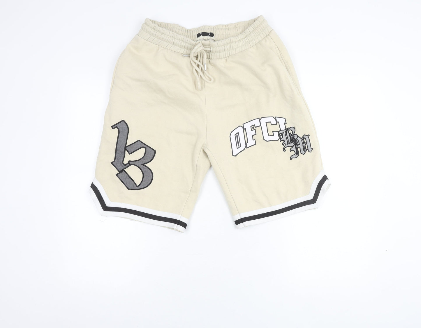 BoohooMAN Men's Beige Sweat Shorts M Drawstring Casual