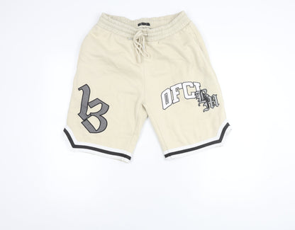 BoohooMAN Men's Beige Sweat Shorts M Drawstring Casual