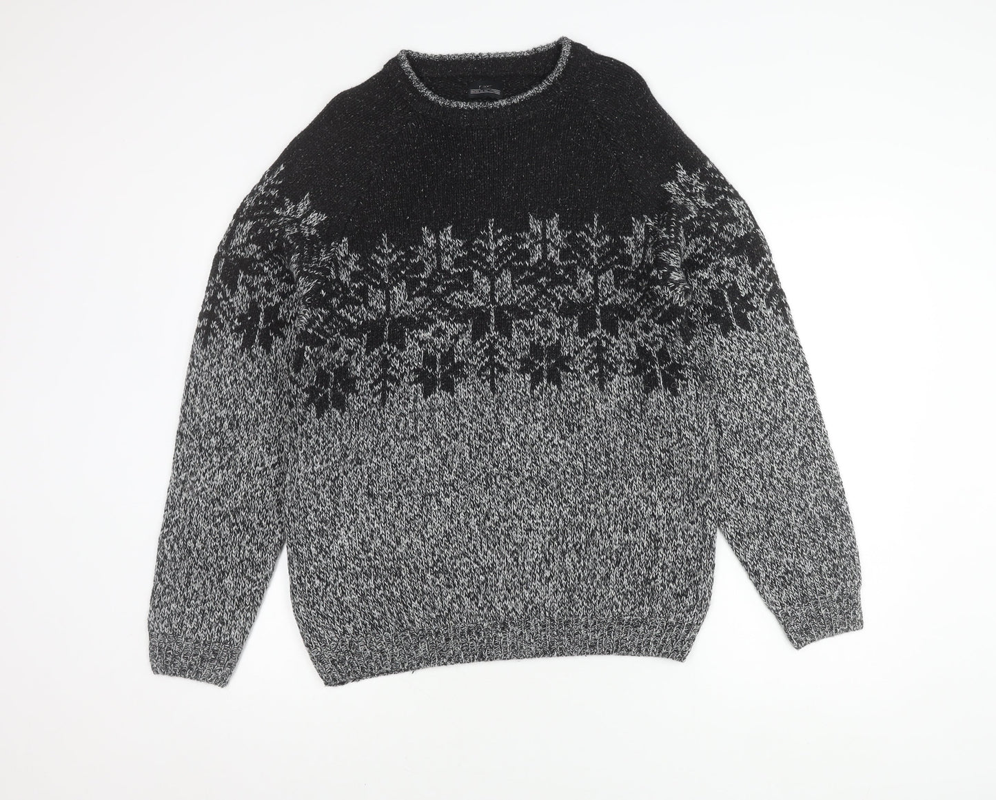 Next Men's Grey Fair Isle Pullover Jumper M