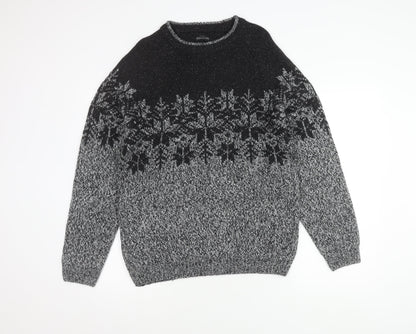 Next Men's Grey Fair Isle Pullover Jumper M