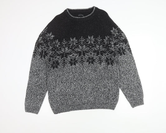 Next Men's Grey Fair Isle Pullover Jumper M