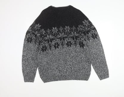 Next Men's Grey Fair Isle Pullover Jumper M