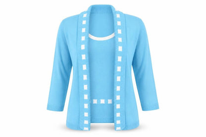 Womens UK Size 2XS Pure & Natural Blue Cardigan Jumper