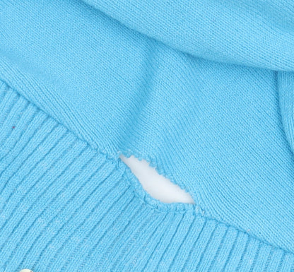 Womens UK Size 2XS Pure & Natural Blue Cardigan Jumper