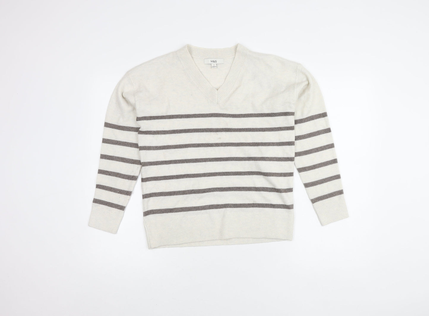 Womens UK Size S Marks and Spencer White Pullover Jumper