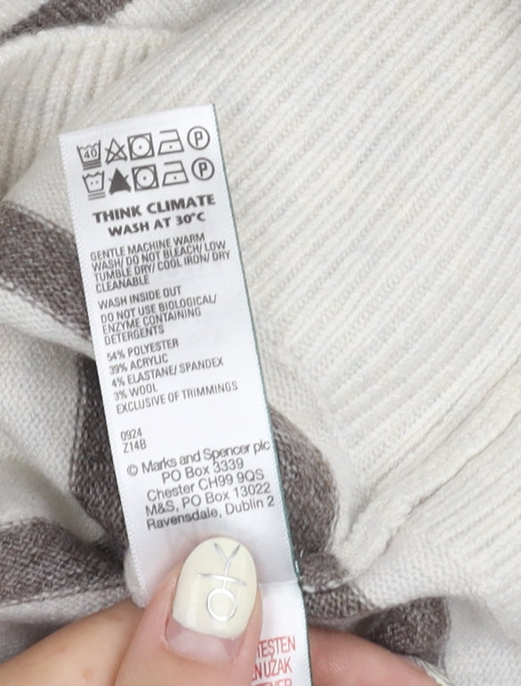 Womens UK Size S Marks and Spencer White Pullover Jumper