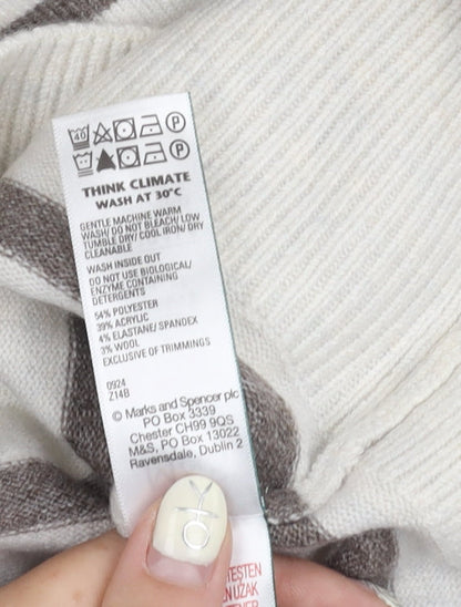 Womens UK Size S Marks and Spencer White Pullover Jumper