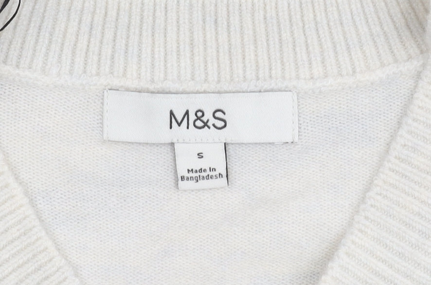 Womens UK Size S Marks and Spencer White Pullover Jumper