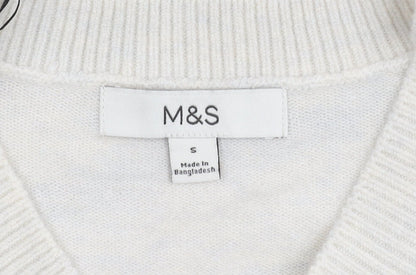 Womens UK Size S Marks and Spencer White Pullover Jumper