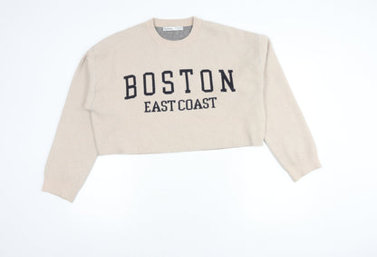 Womens UK Size 12 Bershka Beige Pullover Jumper