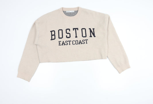 Womens UK Size 12 Bershka Beige Pullover Jumper