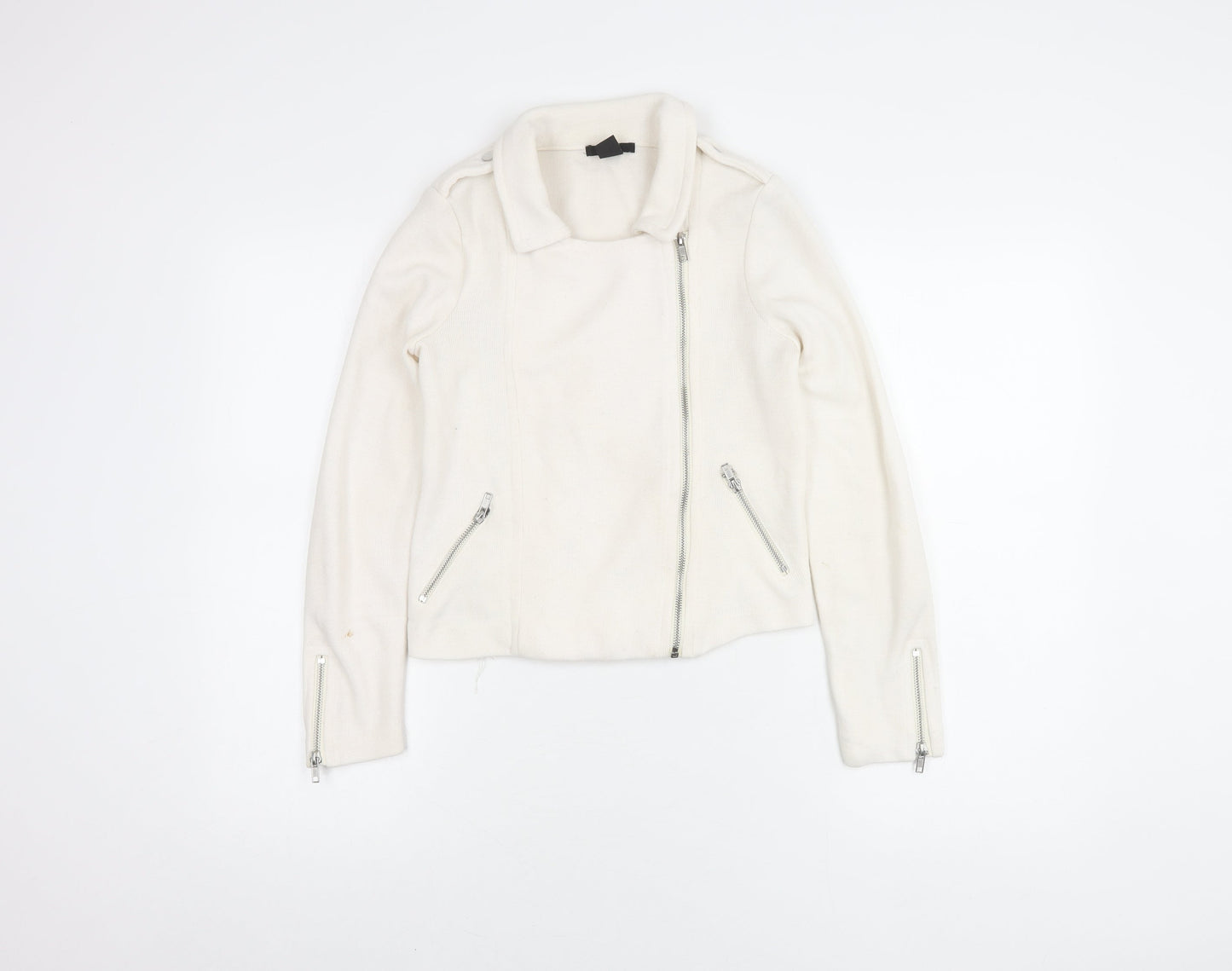 Womens UK Size XS H&M White Motorcycle Jacket