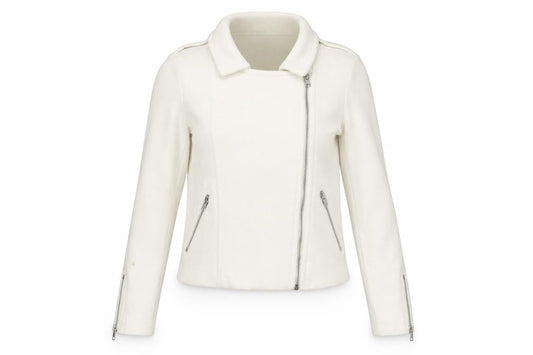 Womens UK Size XS H&M White Motorcycle Jacket