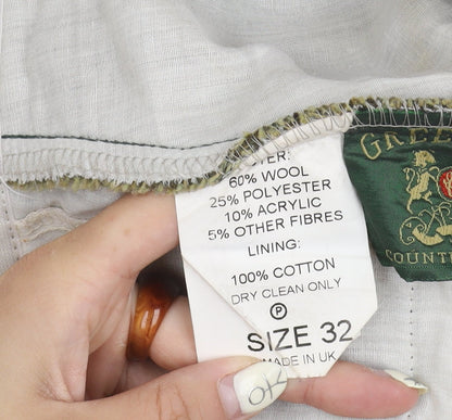 Greenbelt Men's Beige Cropped Wool Trousers Size 32