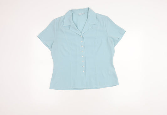 Anne Brooks Women's Petite Blue Button-Up Shirt