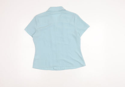 Anne Brooks Women's Petite Blue Button-Up Shirt