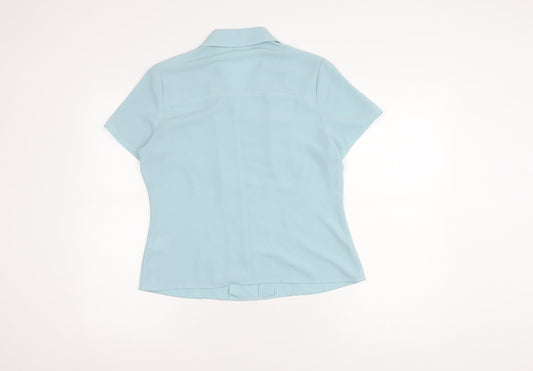 Anne Brooks Women's Petite Blue Button-Up Shirt