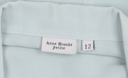 Anne Brooks Women's Petite Blue Button-Up Shirt