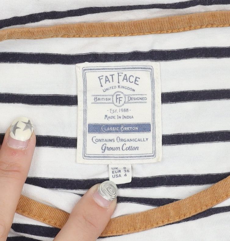 Womens UK Size 8 Fat Face White Basic T-Shirt