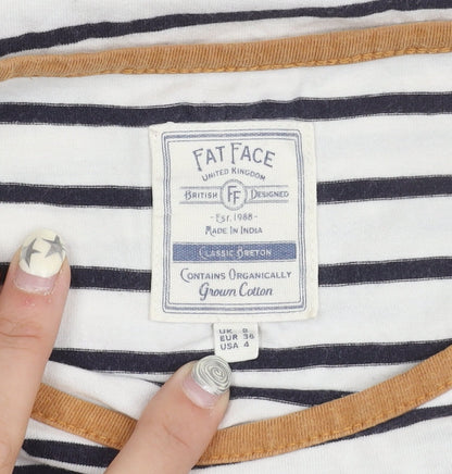 Womens UK Size 8 Fat Face White Basic T-Shirt