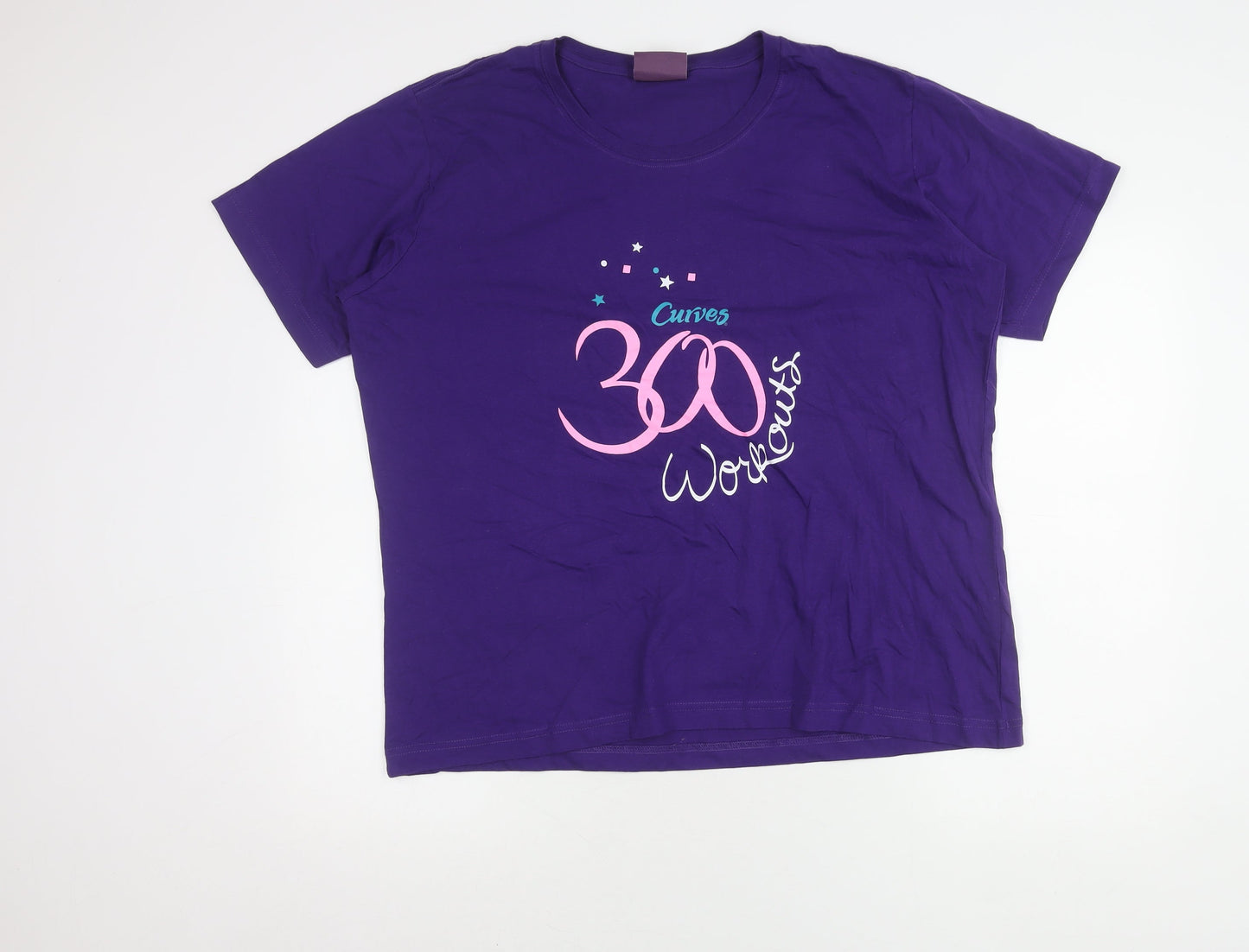 Curves Women's Purple XL Basic Cotton T-Shirt