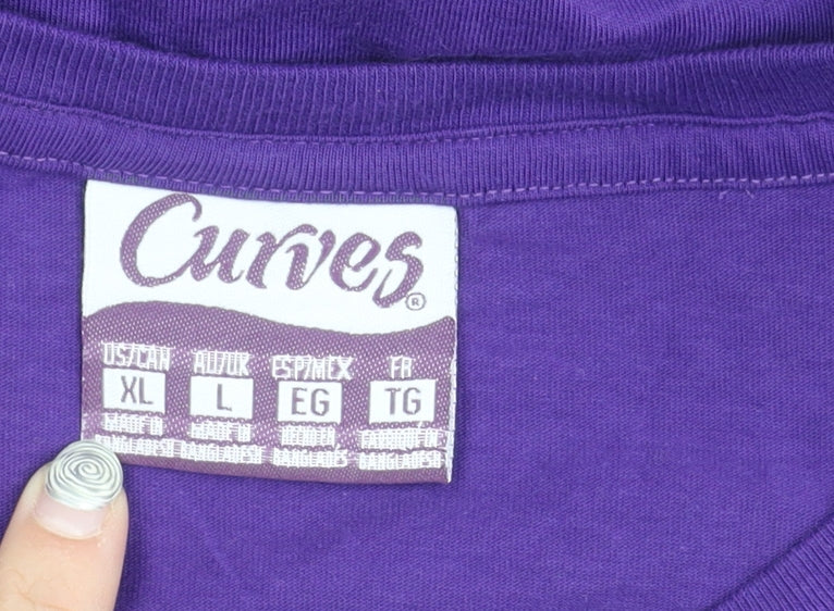 Curves Women's Purple XL Basic Cotton T-Shirt