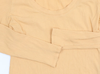Monki Women's Beige Long Sleeve Top, Size L