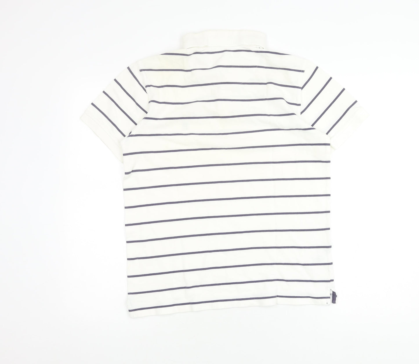 Easy Men's White Striped Polo Shirt M