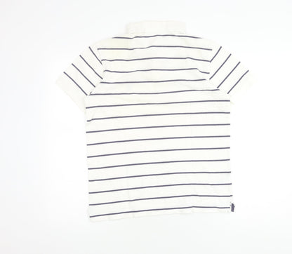 Easy Men's White Striped Polo Shirt M