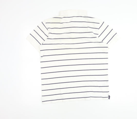 Easy Men's White Striped Polo Shirt M