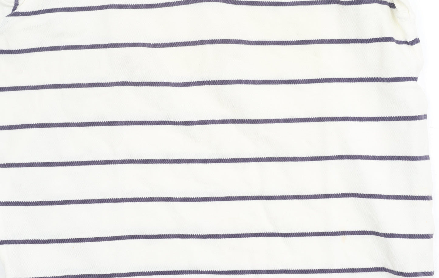 Easy Men's White Striped Polo Shirt M