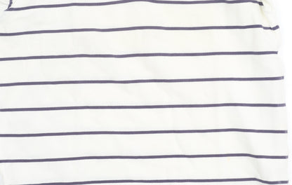 Easy Men's White Striped Polo Shirt M