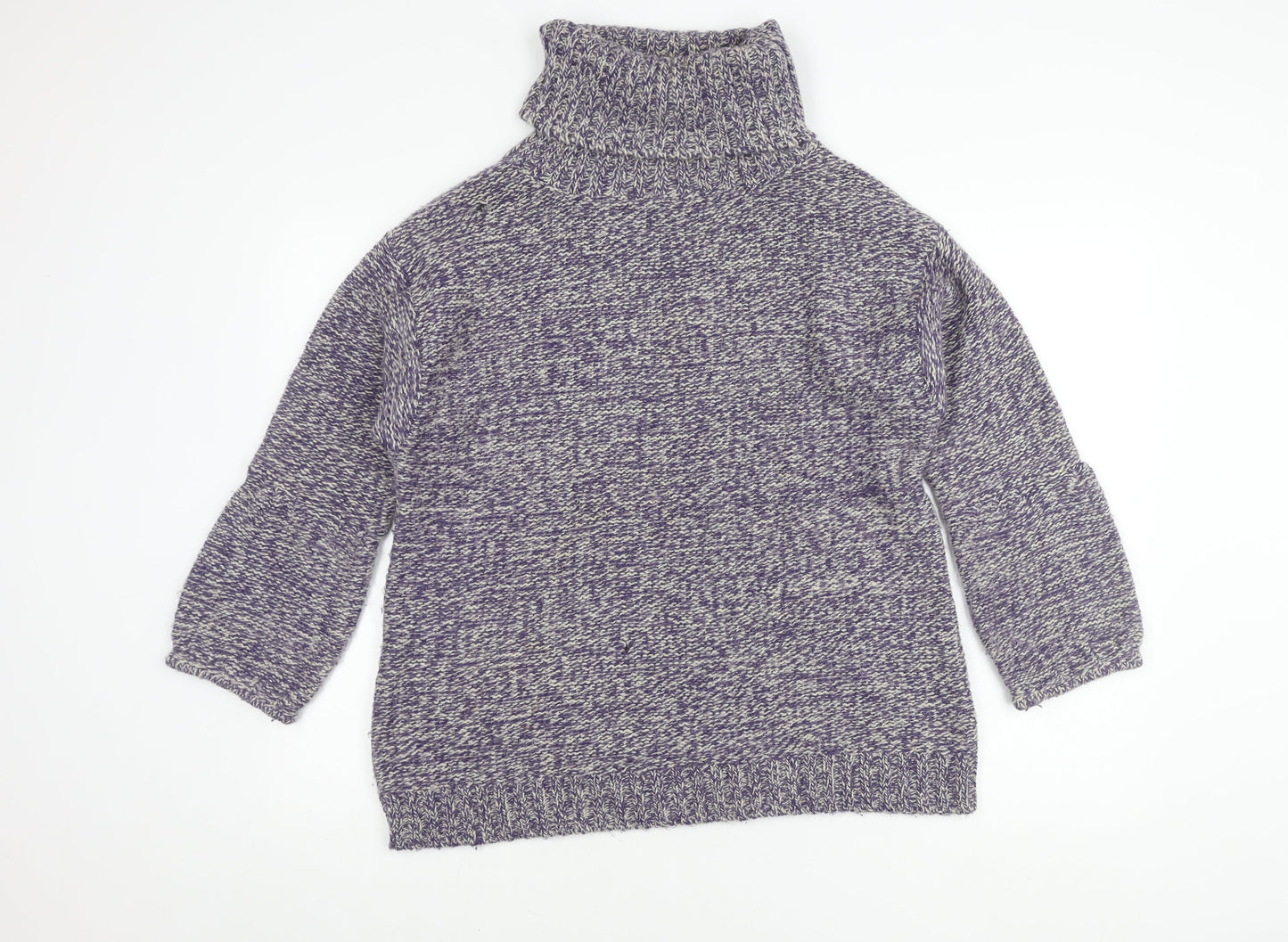 Soft Grey Womens Multicoloured Knit Roll Neck Jumper 10/12