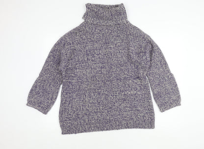 Soft Grey Womens Multicoloured Knit Roll Neck Jumper 10/12