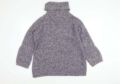 Soft Grey Womens Multicoloured Knit Roll Neck Jumper 10/12