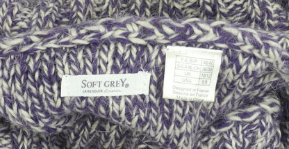 Soft Grey Womens Multicoloured Knit Roll Neck Jumper 10/12