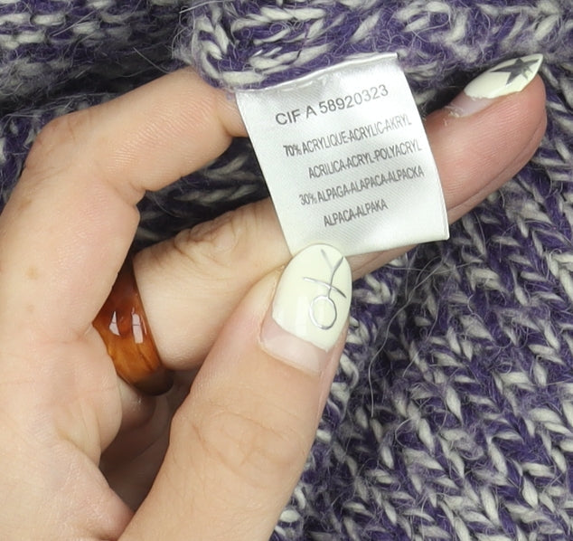 Soft Grey Womens Multicoloured Knit Roll Neck Jumper 10/12