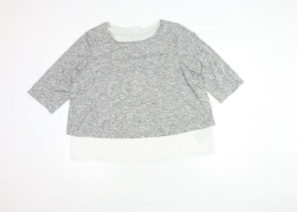 Wallis Grey Layered Bow Top for Women, Size 18