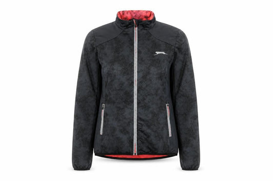 Front view of Slazenger Women's Black Track Jacket, size 12, Athletic Fit