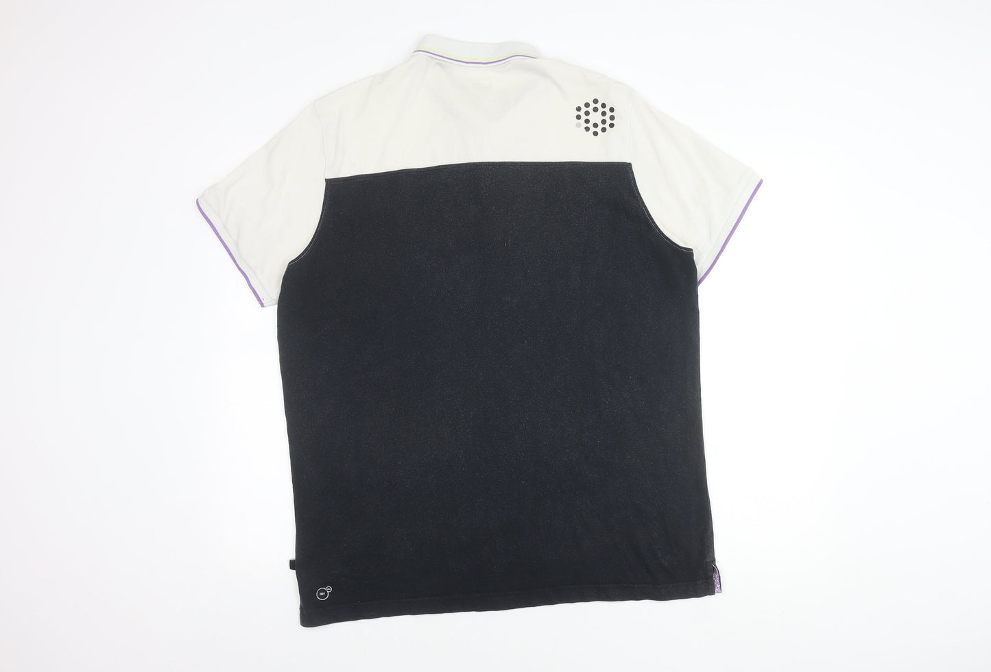 Puma Men's Striped Polo Shirt XL, Black & White