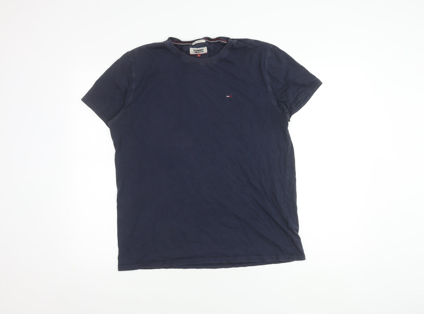 Tommy Jeans Men's Blue Cotton T-Shirt, Size L