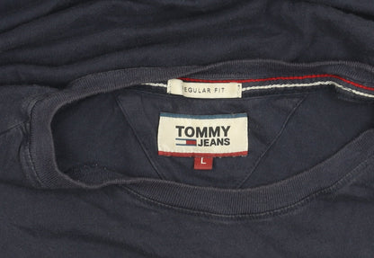 Tommy Jeans Men's Blue Cotton T-Shirt, Size L