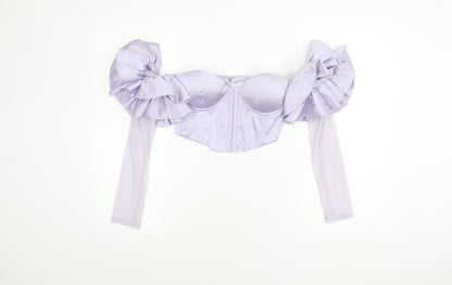 Womens UK Size 10 Oh Polly Purple Cropped Blouse
