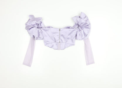 Womens UK Size 10 Oh Polly Purple Cropped Blouse