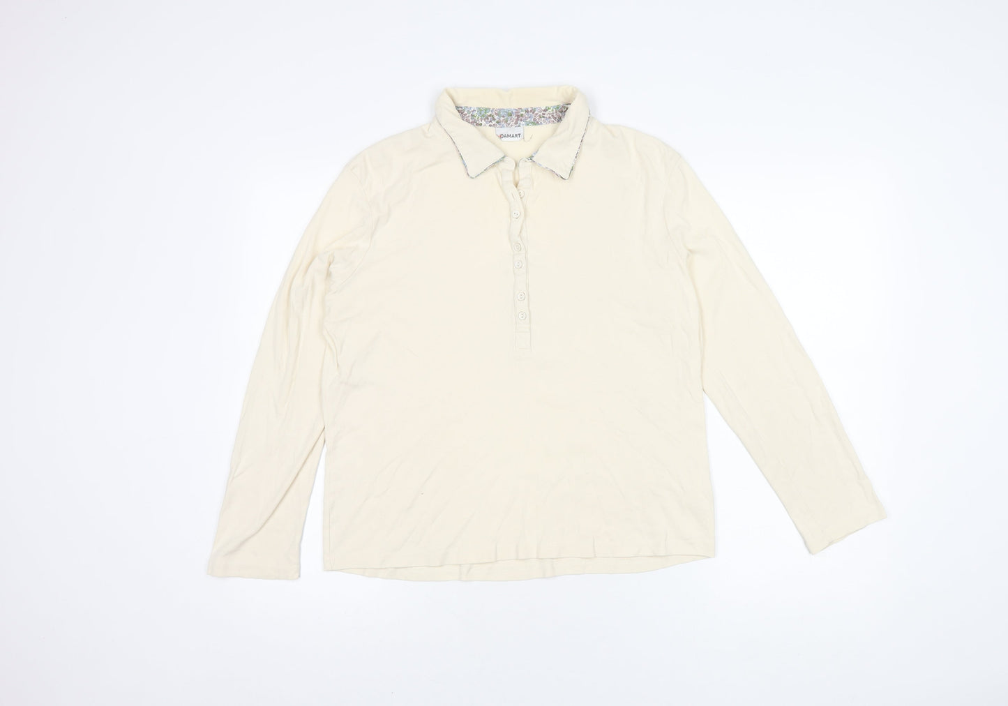 Damart Women's Beige Collared Polo Shirt Size L