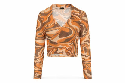 Womens UK Size S Urban Outfitters Multicoloured Wrap Blouse