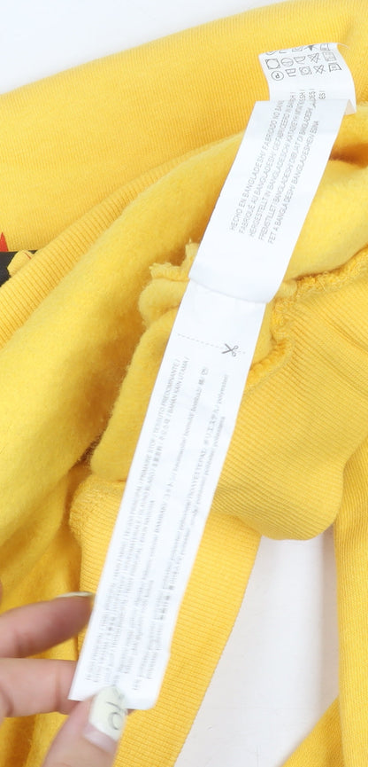 Bershka Yellow Graphic Print Pullover Sweatshirt, Women
